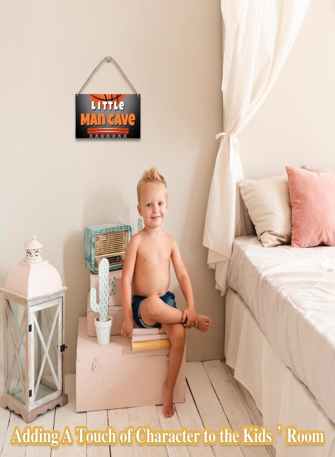 Cazhes Little Man Cave, 6 * 12 Basketball Wooden Door Sign for Nursery Decor, All-Star Sports Hanging Wall Art Decor for Kids Toddler Boys Bedroom Playroom Living Room Decorations - A05 - Image 3